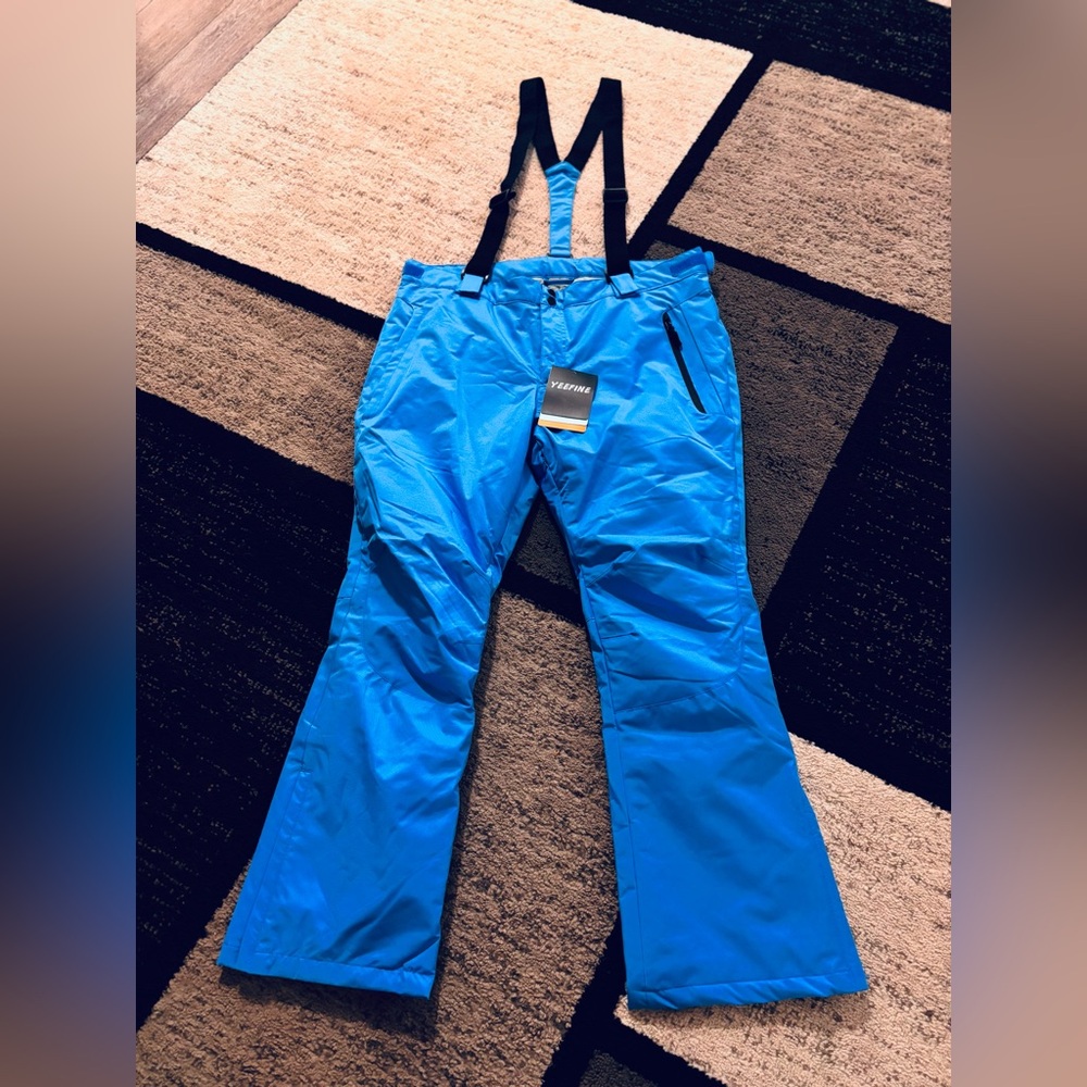 Men's Blue Ski Pants Snow bibs NWT